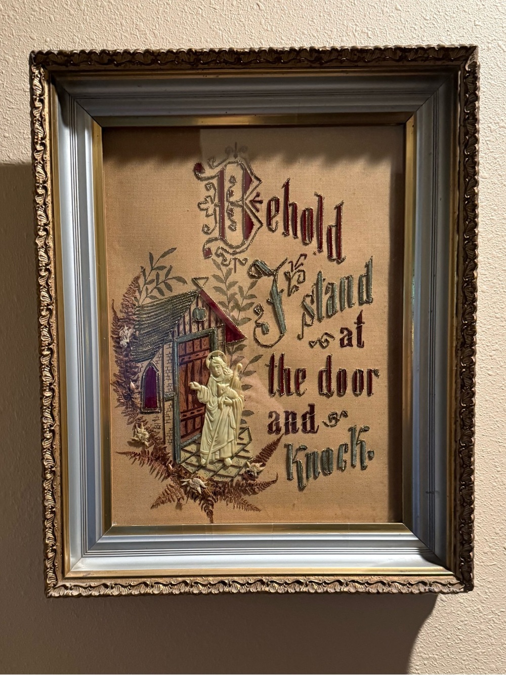 Antique Religious Three-Dimensional Cross Stitch